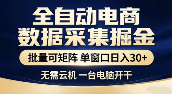 独家电商数据全自动采集项目，批量可矩阵，单窗口轻松日入3张+【揭秘】-星云网创