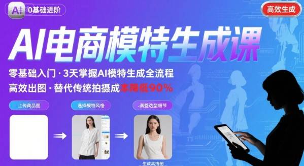 AI模特进阶课程，0基础高效生成逼真电商模特图-星云网创