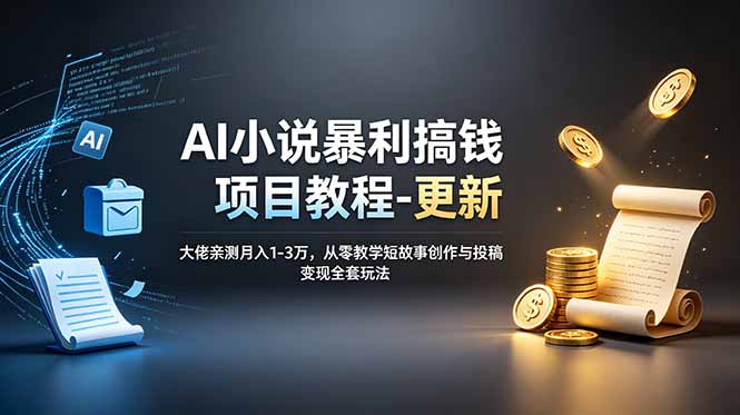 AI小说暴利搞钱项目教程-更新，大佬亲测月入1-3万，从零教学短故事创作与投稿变现全套玩法-星云网创