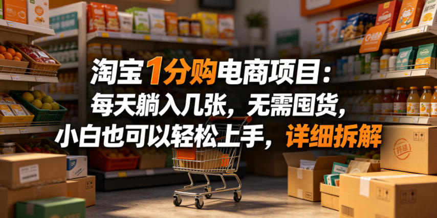淘宝1分购电商项目：每天躺入几张，无需囤货，小白也可以轻松上手，详细拆解-星云网创