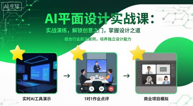 AI平面设计实战课，实战演练，解锁创意之门，掌握设计之道-星云网创