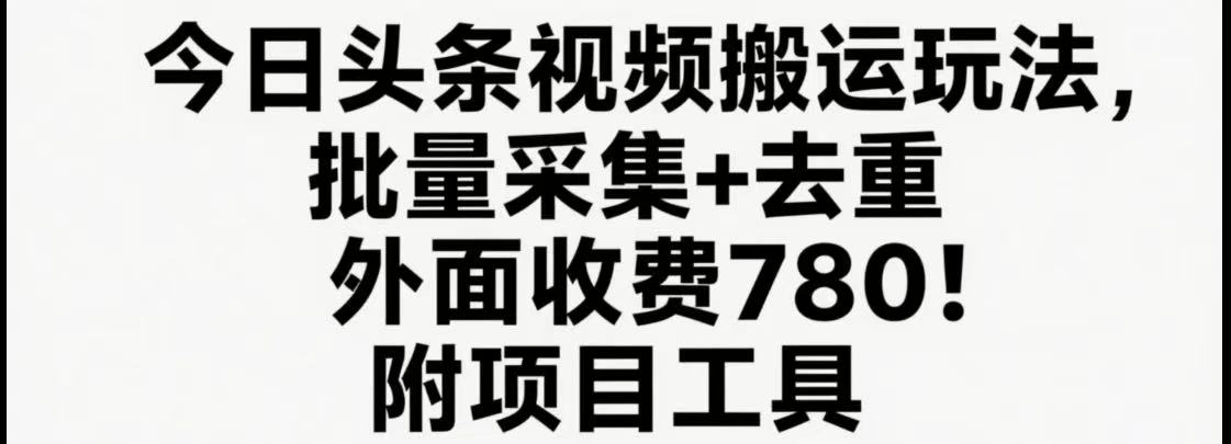 今日头条视频搬运玩法，软件一键去重，轻松日入500+附项目工具-星云网创