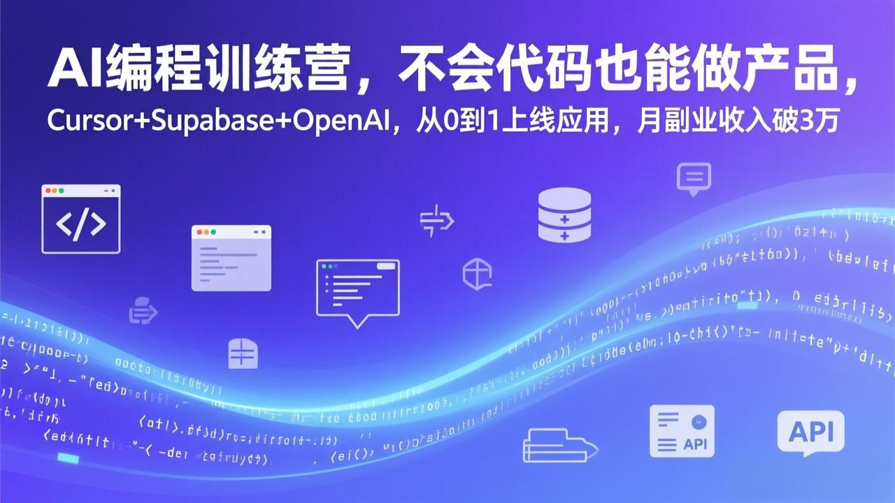 AI编程训练营，不会代码也能做产品，Cursor+Supabase+OpenAI，从0到1上线应用，月副业收入破3万-星云网创
