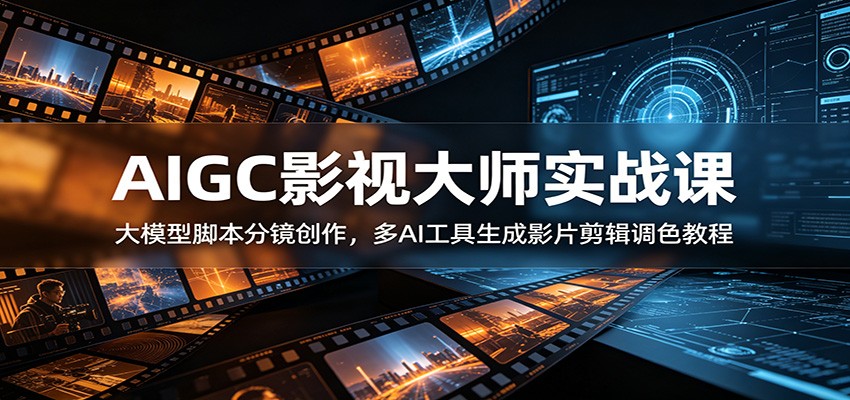 AIGC影视大师实战课：大模型脚本分镜创作，多AI工具生成影片剪辑调色教程-星云网创