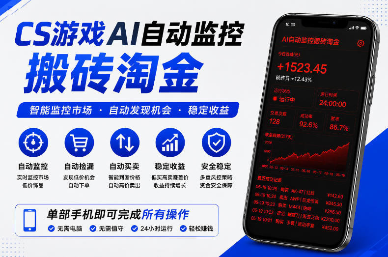 CS游戏AI自动监控搬砖淘金，稳定运行多年，支持任何形式验证，日入300+【揭秘】-星云网创