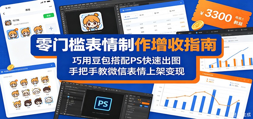 零门槛表情制作增收指南：巧用豆包搭配 PS 快速出图，手把手教微信表情上架变现-星云网创