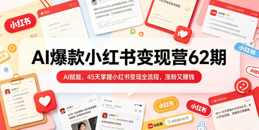 AI爆款小红书变现营62期2026年5月，AI赋能，45天掌握小红书变现全流程，涨粉又賺钱-星云网创