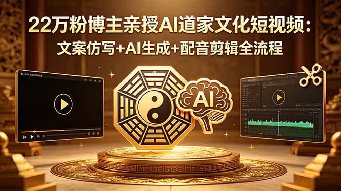 22万粉博主亲授AI道家文化短视频：文案仿写+AI生成+配音剪辑全流程-星云网创