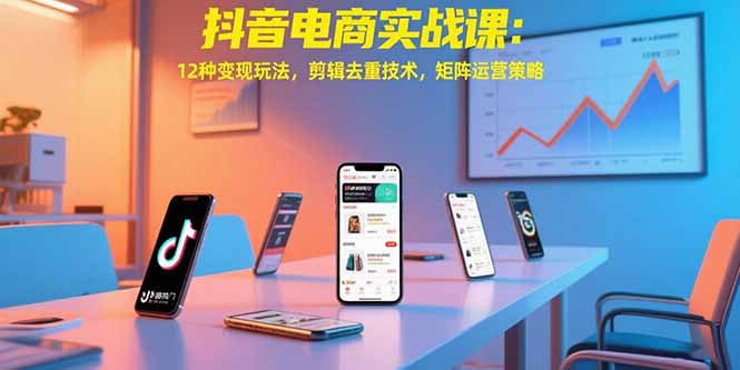 抖音电商实战课：12种变现玩法，剪辑去重技术，矩阵运营策略-星云网创