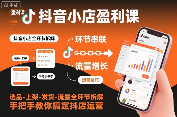抖音小店盈利课-选品-上架-发货-流量全环节拆解，手把手教你搞定抖店运营-星云网创
