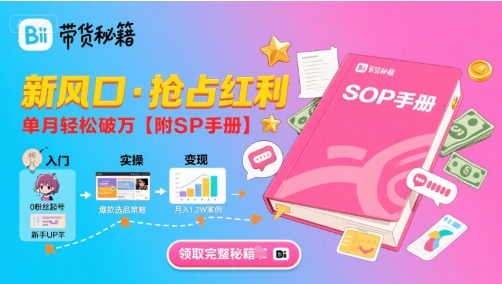 B站哔哩哔哩带货秘籍，新风口，抢占红利，单月轻松破万【附SOP手册】-星云网创