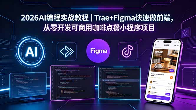 2026AI编程实战教程｜Trae+Figma快速做前端，从零开发可商用咖啡点餐小程序项目-星云网创