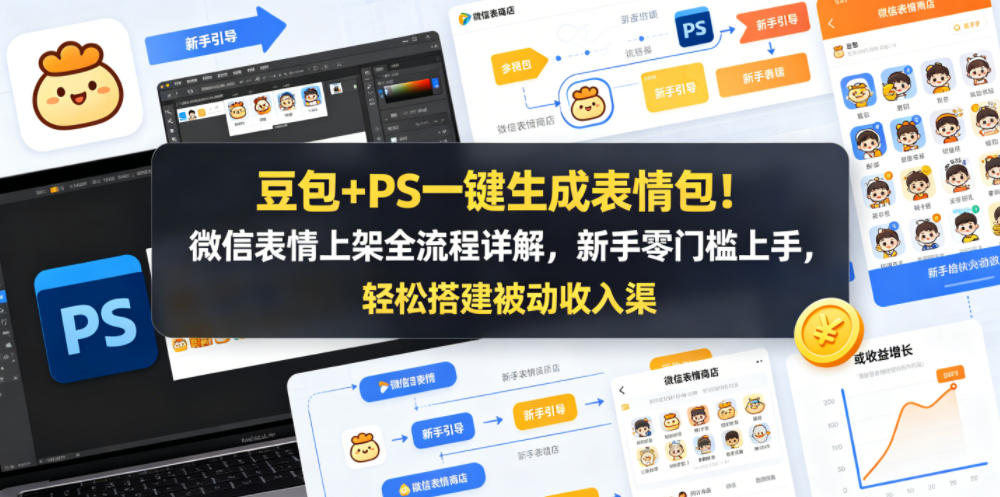 豆包+PS一键生成表情包！微信表情上架全流程详解，新手零门槛上手，轻松搭建被动收入渠道-星云网创