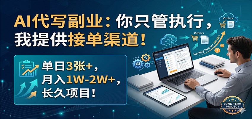 AI代写副业：你只管执行，我提供接单渠道！单日3张+，月入1W-2W+，长久项目-星云网创