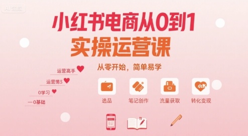 小红书电商从0到1实操运营课，从零开始，简单易学-星云网创