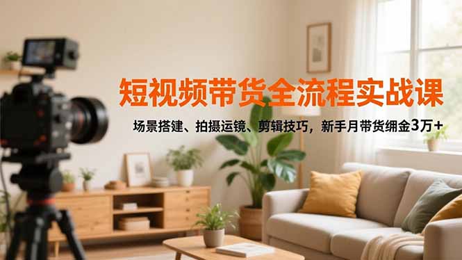 短视频带货全流程实战课，场景搭建、拍摄运镜、剪辑技巧，新手月带货佣金3万+-星云网创