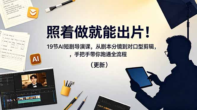 照着做就能出片！19节AI短剧导演课，从剧本分镜到对口型剪辑，手把手带你跑通全流程(更新-星云网创