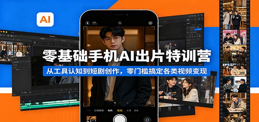 零基础手机AI出片特训营：从工具认知到短剧创作，零门槛搞定各类视频变现-星云网创