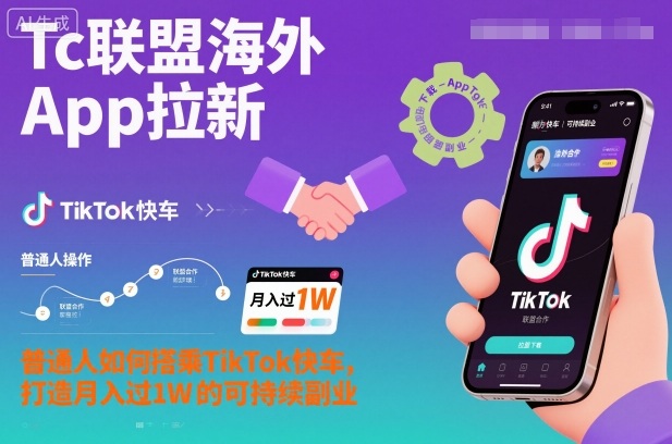Tc联盟海外App拉新：普通人如何搭乘TikTok快车，打造月入过1W的可持续副业-星云网创