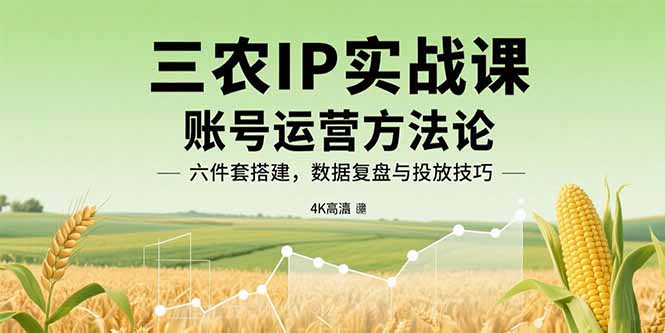 三农IP实战课：账号运营方法论，六件套搭建，数据复盘与投放技巧-星云网创