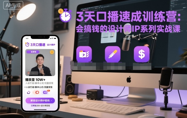3天口播速成训练营，会搞钱的设计师IP系列实战课-星云网创