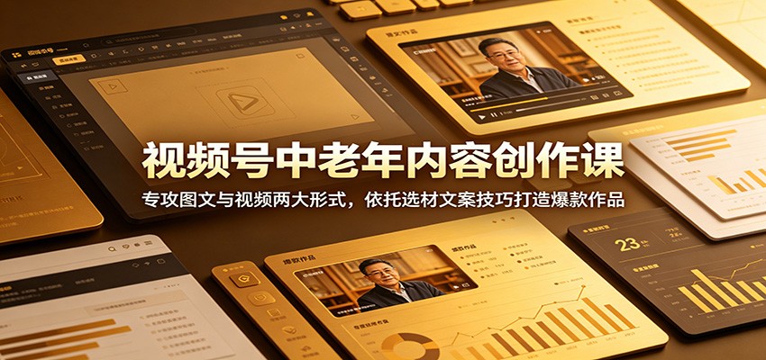 视频号中老年内容创作课：专攻图文与视频两大形式，依托选材文案技巧打造爆款作品-星云网创