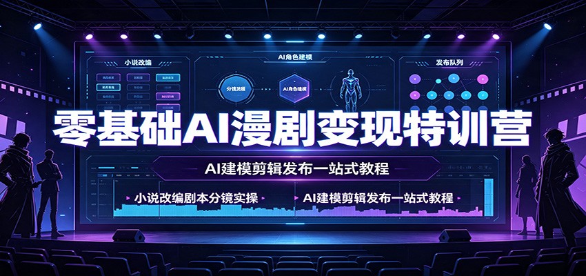 零基础AI漫剧变现特训营：小说改编剧本分镜实操，AI建模剪辑发布一站式教程-星云网创
