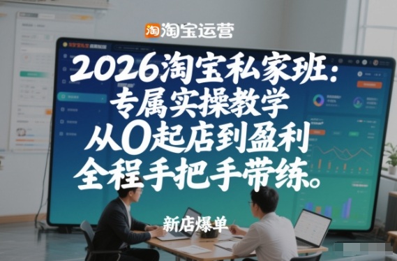 2026淘宝私家班：专属实操教学，从0起店到盈利，全程手把手带练-问题不大网创