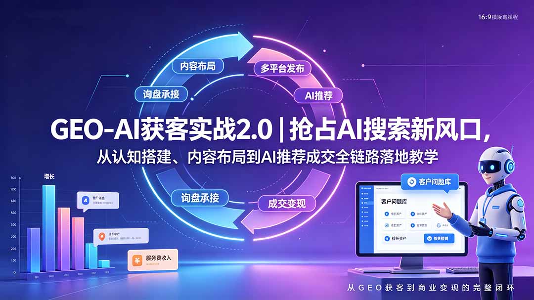 GEO-AI获客实战｜抢占AI搜索新风口，从认知搭建、内容布局到AI推荐成交全链路落地教学-星云网创