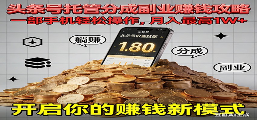 全程托管今日头条,一部手机就可以开干,最高躺赚1W+-我要项目网