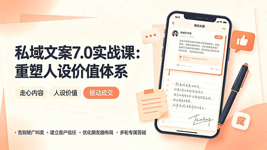 私域文案实战课7.0：重塑人设价值体系｜-告别硬广推销×走心内容×自我价值塑造，实现被动成交-星云网创