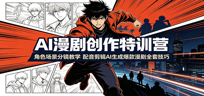 AI漫剧创作特训营：角色场景分镜教学，配音剪辑AI生成爆款漫剧全套技巧-星云网创