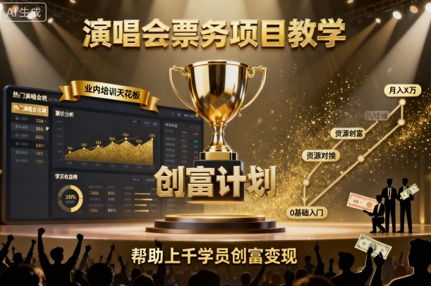 演唱会票务项目教学，业内培训天花板，帮助上千学员创富变现-我要项目网