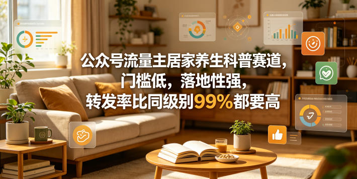 公众号流量主居家养生科普赛道，门槛低，落地性强，转发率比同级别99％都要高-星云网创