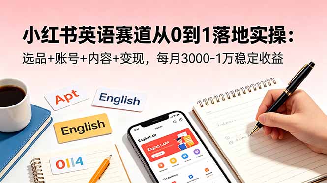 小红书英语赛道从0到1落地实操：选品+账号+内容+变现，每月3000-1万稳定收益-星云网创
