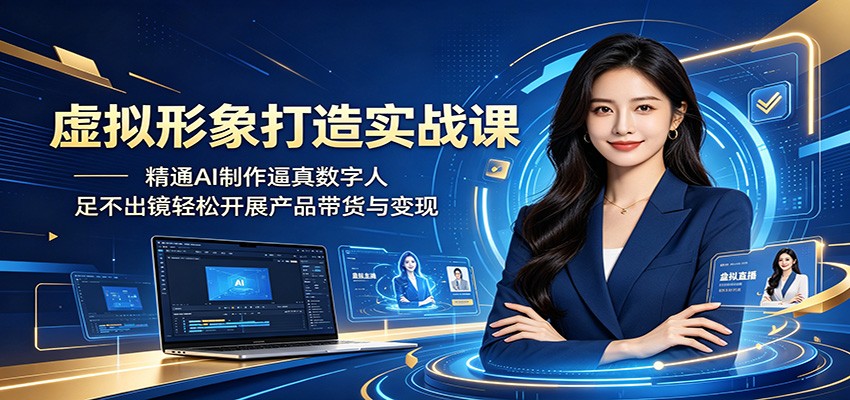 虚拟形象打造实战课：精通AI制作逼真数字人，足不出镜轻松开展产品带货与变现-星云网创