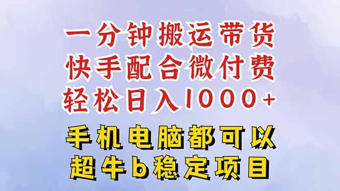 快手黑科技一分钟搬运带货，一刀不剪过原创，微付费投流玩法，轻松日入…-星云网创