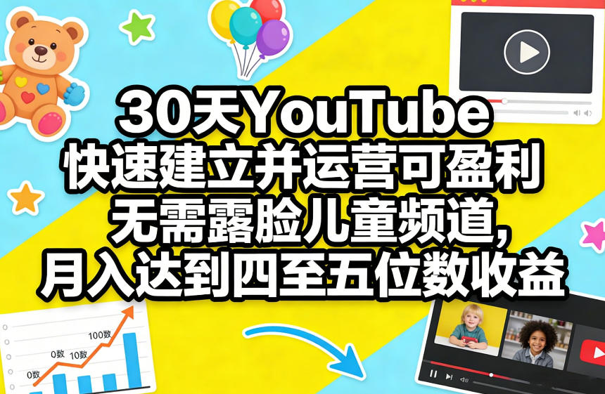 30天YouTube快速建立并运营可盈利无需露脸儿童频道，月入达到四至五位数收益-星云网创