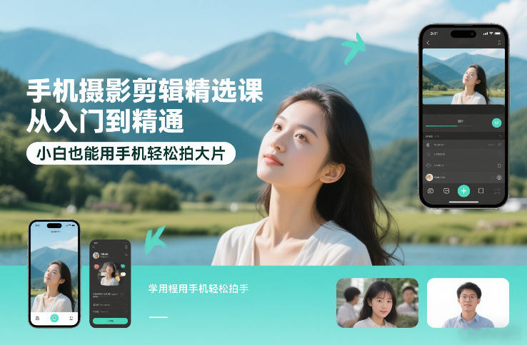 手机摄影剪辑精选课，从入门到精通，小白也能用手机轻松拍大片-星云网创