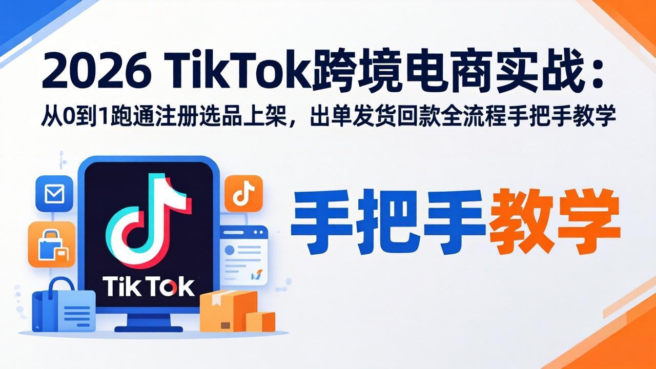 2026TikTok跨境电商实战：从0到1跑通注册选品上架，出单发货回款全流程手把手教学-云网创