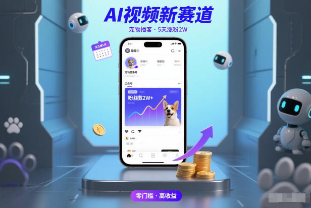 AI视频新赛道，宠物播客仅注册5天涨粉2W，收益非常可观-星云网创