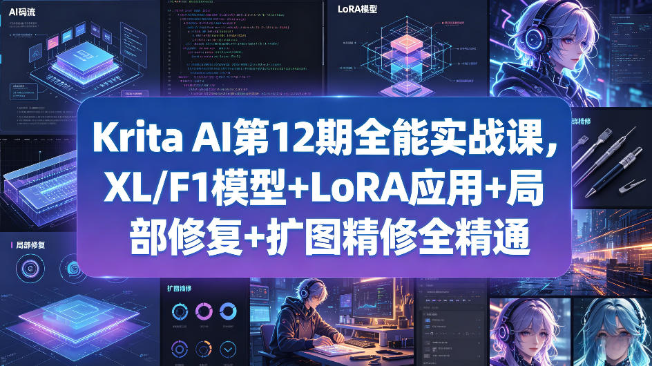 Krita AI第12期全能实战课，XL/F1模型+LoRA应用+局部修复+扩图精修全精通-星云网创