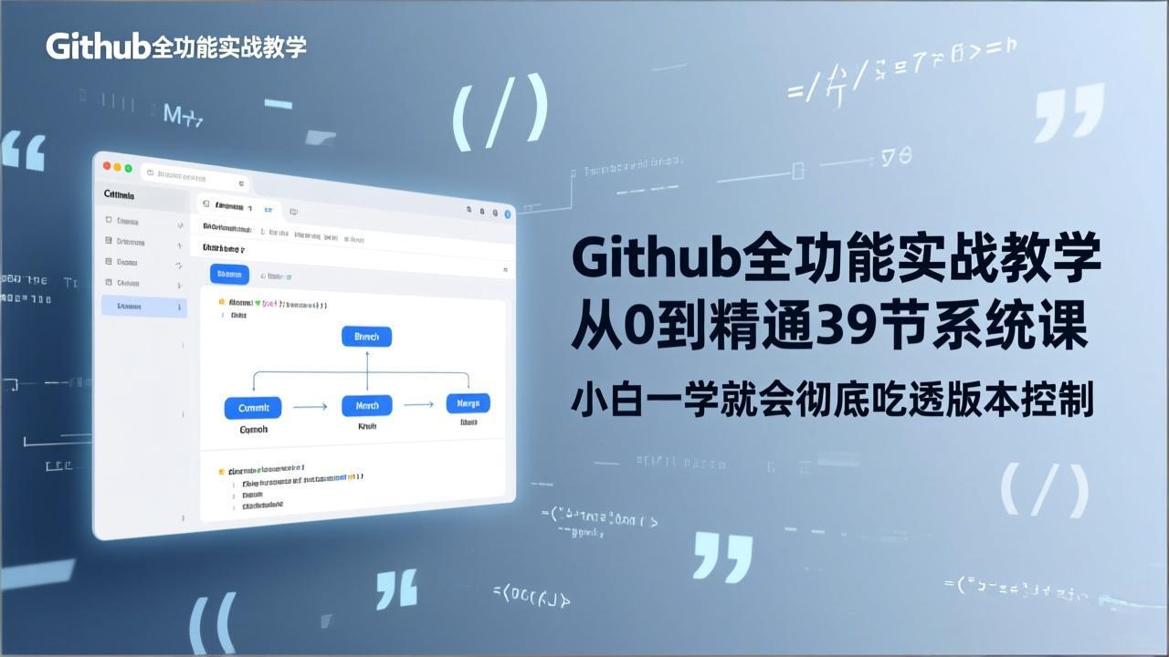 GitHub-全功能实战教学，从0到精通39节系统课，小白一学就会彻底吃透版本控制-星云网创