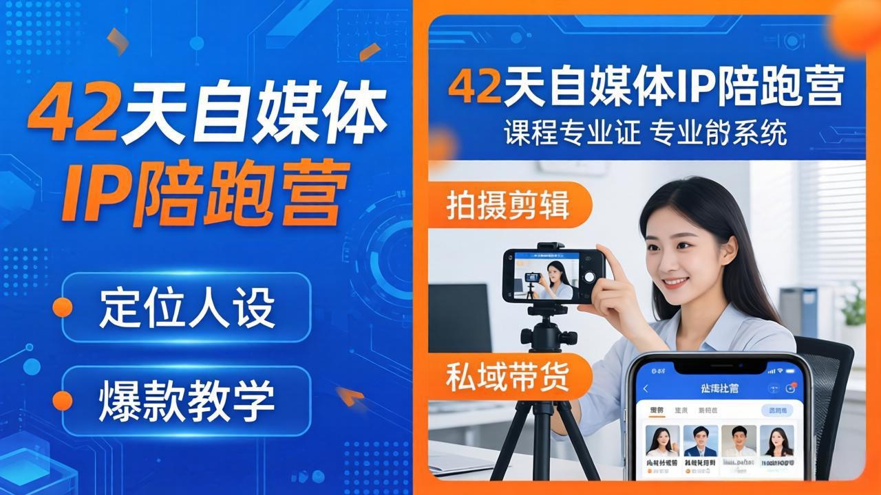 42天自媒体IP陪跑营-26年4月19更新：定位人设爆款全教学，拍摄剪辑私域带货一站式落地-星云网创