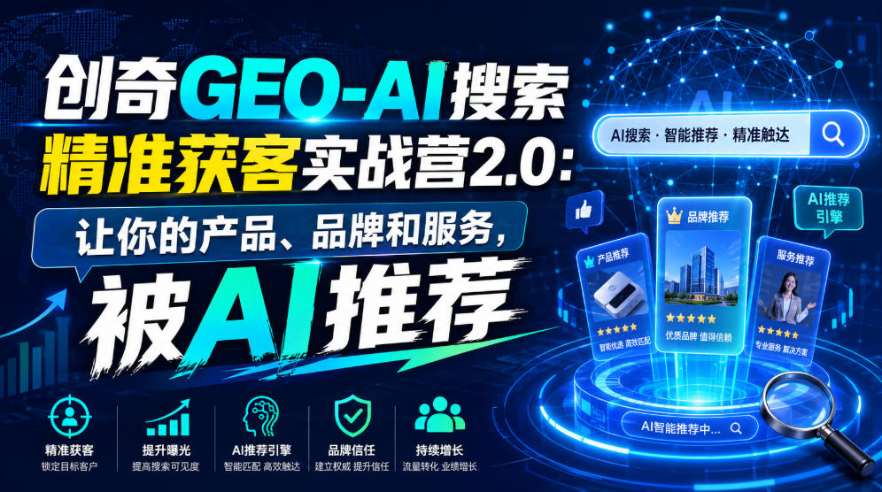 创奇GEO-AI搜索精准获客实战营2.0：让你的产品、品牌和服务，被AI推荐-星云网创