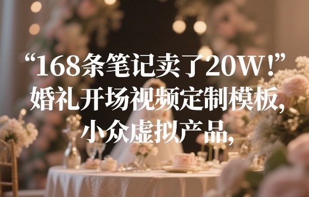 168条笔记卖了20W！婚礼开场视频定制模板，小众虚拟产品-星云网创