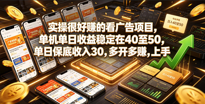 实操很好賺的看广告项目，单机单日收益稳定在40至50，单日保底收入30，多开多賺，上手就能变现【揭秘】-星云网创