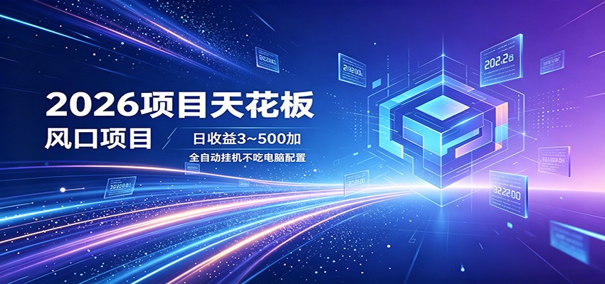 2026项目天花板，风口项目，日收益3~500+全自动挂机，不吃配置-星云网创