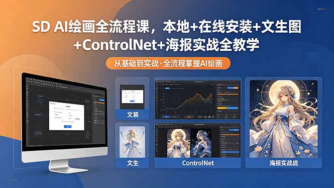 SD AI绘画全流程课，本地+在线安装+文生图+ControlNet+海报实战全教学-星云网创