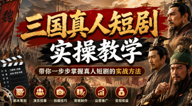 三国真人短剧实操教学，带你一步步掌握真人短剧的实战方法-星云网创